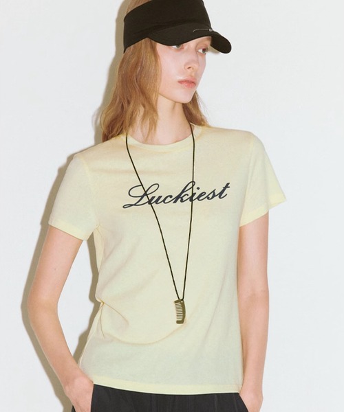 シンプルデザイン レタリングプリント 半袖Tシャツ FX25S403