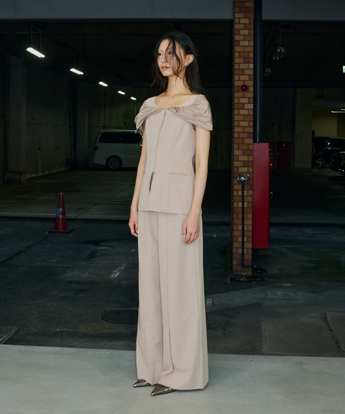 ANDRÉSD アンドレスド セットアップ ベージュ セール】ノットシャツドッキングセットアップドレス / knot shirt
