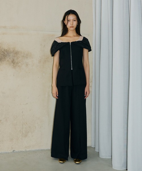 ANDRESD(アンドレスド)の「ノットシャツドッキングセットアップドレス / knot shirt docking setup dress(パンツドレス・レディース・チャコール/ベージュ/ブラック・S/L/M)」の20枚目の写真