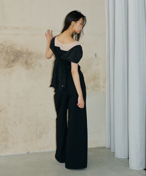 ANDRESD(アンドレスド)の「ノットシャツドッキングセットアップドレス / knot shirt docking setup dress(パンツドレス・レディース・チャコール/ベージュ/ブラック・S/L/M)」の16枚目の写真