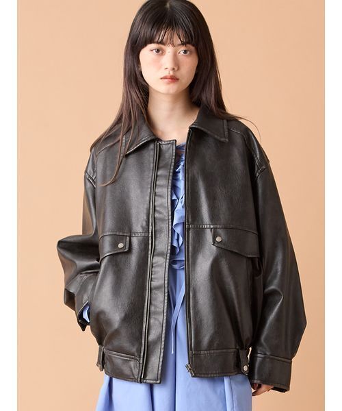 【新品・未使用】【即日発送】LILY BROWN ショート丈レザーブルゾン LILY BROWN（リリーブラウン）の「ショート丈レザーブルゾン