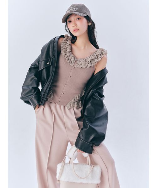 t*u様 【新品】LILY BROWN ヴィンテージフェイクレザーブルゾン BL ヴィンテージフェイクレザーブルゾン（ブルゾン）｜LILY BROWN