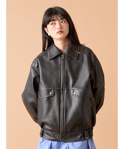 Z955リリーブラウン　ヴィンテージレザーブルゾン LWFJ244094 Z955リリーブラウン ヴィンテージレザーブルゾン LWFJ244094