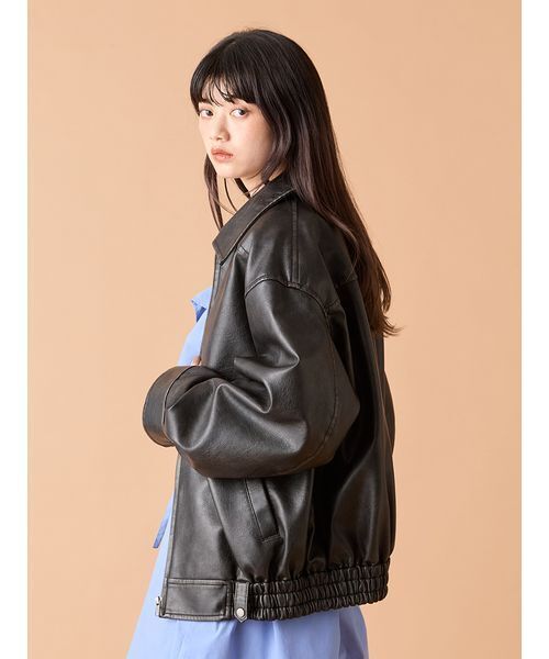 ヴィンテージフェイクレザーブルゾン（ブルゾン）｜LILY BROWN