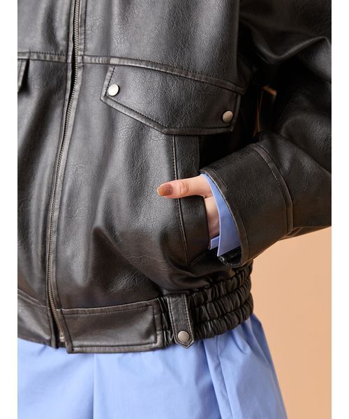 ヴィンテージフェイクレザーブルゾン（ブルゾン）｜LILY BROWN