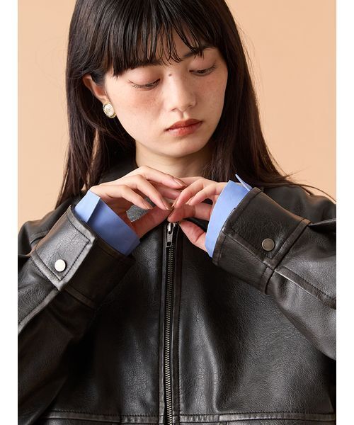 t*u様 【新品】LILY BROWN ヴィンテージフェイクレザーブルゾン BL ヴィンテージフェイクレザーブルゾン（ブルゾン）｜LILY BROWN