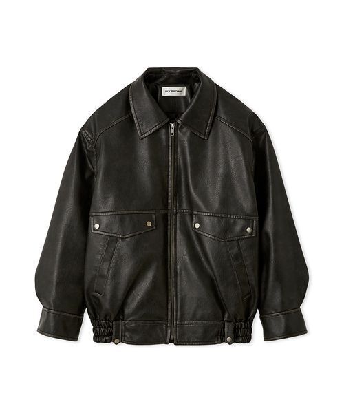 t*u様 【新品】LILY BROWN ヴィンテージフェイクレザーブルゾン BL ヴィンテージフェイクレザーブルゾン（ブルゾン）｜LILY BROWN