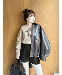 LILY BROWN | ヴィンテージフェイクレザーブルゾン(ブルゾン)