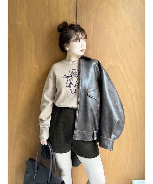 t*u様 【新品】LILY BROWN ヴィンテージフェイクレザーブルゾン BL ヴィンテージフェイクレザーブルゾン（ブルゾン）｜LILY BROWN