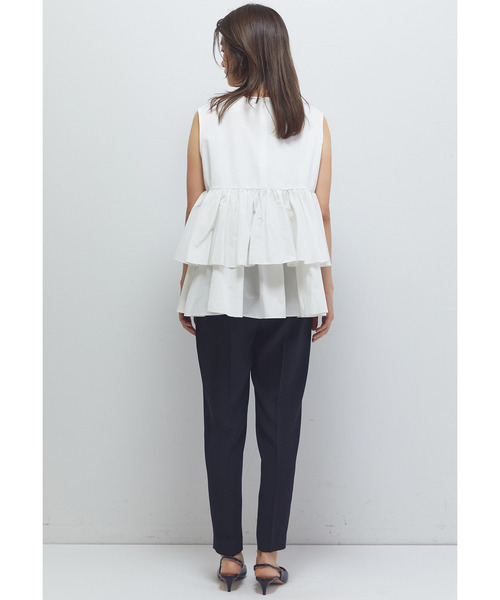 1er Arrondissement（プルミエアロンディスモン）の「ポンチ×タフタバックティアードプルオーバー（Tシャツ/カットソー・レディース・オフホワイト/ブラック系その他3・36/38）」の8枚目の写真