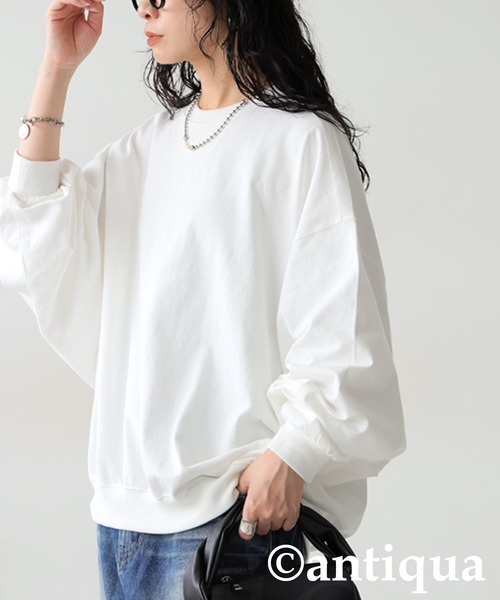 antiqua（アンティカ）の「バスクドルマン トップス（Tシャツ/カットソー・レディース・ホワイト/グレー/アッシュグレー/ブラック/グレイッシュベージュ・ONESIZE）」の17枚目の写真