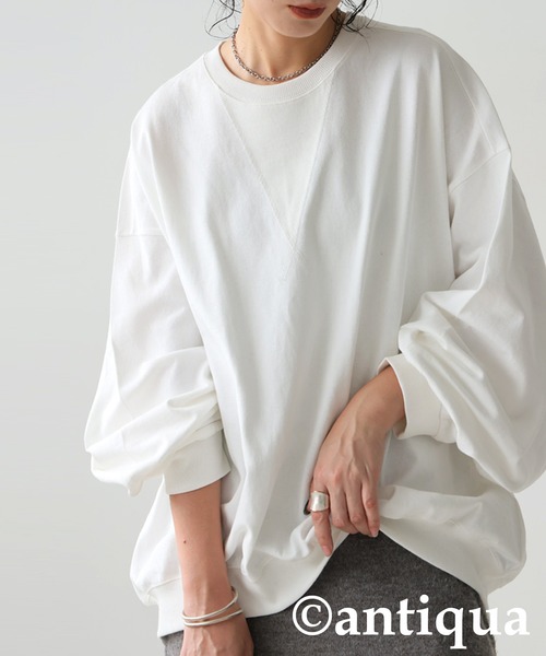 antiqua（アンティカ）の「バスクドルマン トップス（Tシャツ/カットソー・レディース・ホワイト/グレー/アッシュグレー/ブラック/グレイッシュベージュ・ONESIZE）」の20枚目の写真