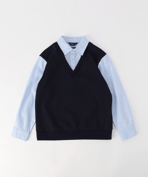 COMME CA ISM(コムサイズム)の「フェイクレイヤードシャツ (100-130cm)(シャツ/ブラウス・キッズ・ネイビー系/ブラック系・100cm/110cm/120cm/130cm)」の2枚目の写真