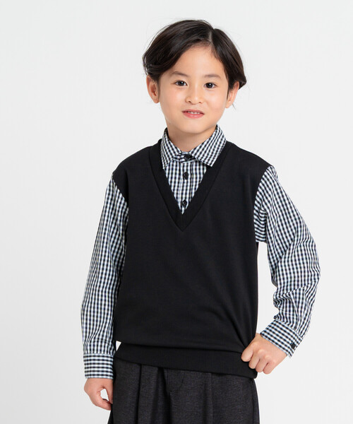 COMME CA ISM(コムサイズム)の「フェイクレイヤードシャツ (100-130cm)(シャツ/ブラウス・キッズ・ネイビー系/ブラック系・100cm/110cm/120cm/130cm)」の10枚目の写真