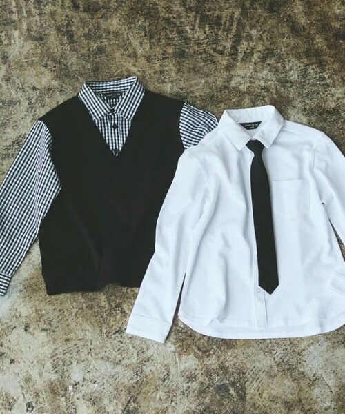 COMME CA ISM(コムサイズム)の「フェイクレイヤードシャツ (100-130cm)(シャツ/ブラウス・キッズ・ネイビー系/ブラック系・100cm/110cm/120cm/130cm)」の9枚目の写真