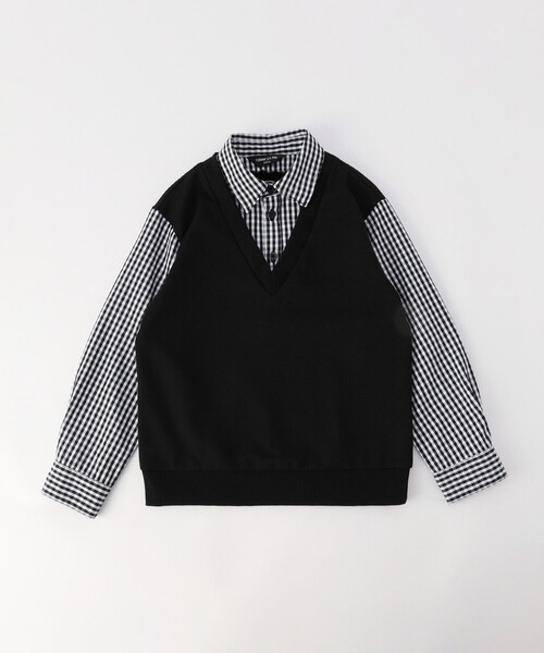 COMME CA ISM(コムサイズム)の「フェイクレイヤードシャツ (100-130cm)(シャツ/ブラウス・キッズ・ネイビー系/ブラック系・100cm/110cm/120cm/130cm)」の8枚目の写真