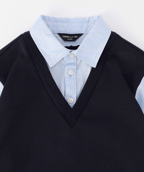 COMME CA ISM(コムサイズム)の「フェイクレイヤードシャツ (100-130cm)(シャツ/ブラウス・キッズ・ネイビー系/ブラック系・100cm/110cm/120cm/130cm)」の6枚目の写真
