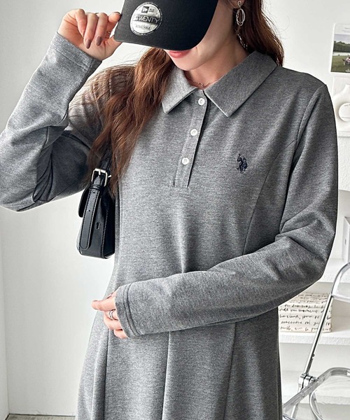 U.S. POLO ASSN.】ポロ衿カットソーワンピース（ワンピース
