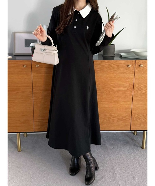 U.S. POLO ASSN.(ユーエスポロアッスン)の「GeeRA別注【U.S. POLO ASSN.】細見え♪ポロ衿ロングワンピース(長袖)(ワンピース・レディース・ネイビー/グレー/ブラック/ブラック×ホワイト・MEDIUM/LARGE/X-LARGE)」の20枚目の写真
