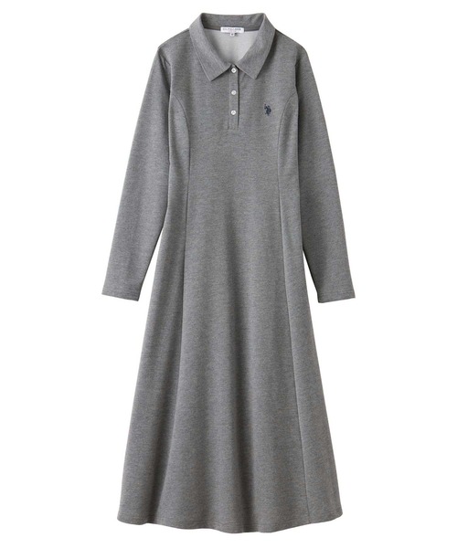 セール】GeeRA別注【U.S. POLO ASSN.】細見え♪ポロ衿ロングワンピース