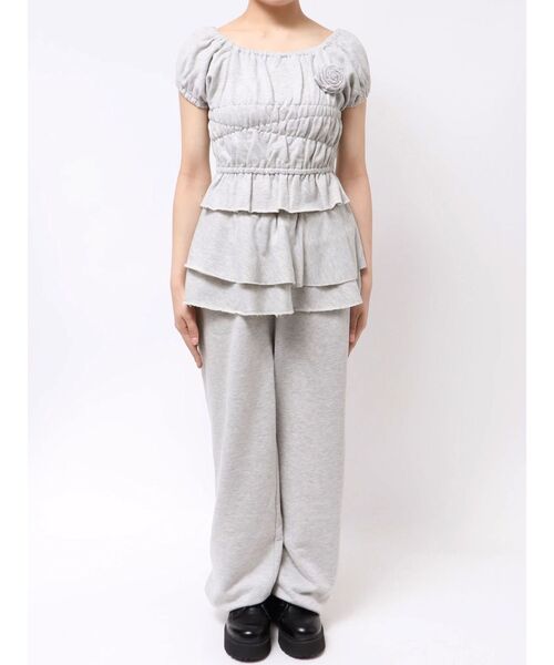 セール】コサージュギャザートップス（Tシャツ/カットソー）｜jouetie