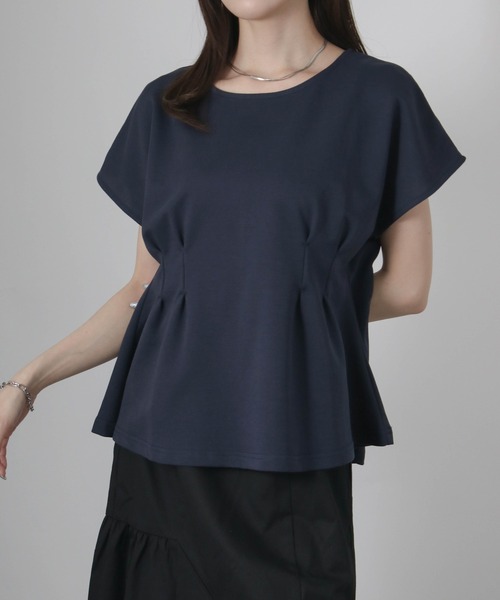 Social GIRL(ソーシャルガール)の「ウエストタックフレンチスリーブTシャツ(Tシャツ/カットソー・レディース・ブルー/ホワイト/ネイビー・M)」の2枚目の写真