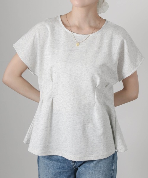 Social GIRL(ソーシャルガール)の「ウエストタックフレンチスリーブTシャツ(Tシャツ/カットソー・レディース・ブルー/ホワイト/ネイビー・M)」の4枚目の写真