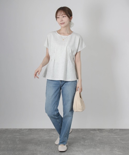 Social GIRL(ソーシャルガール)の「ウエストタックフレンチスリーブTシャツ(Tシャツ/カットソー・レディース・ブルー/ホワイト/ネイビー・M)」の8枚目の写真
