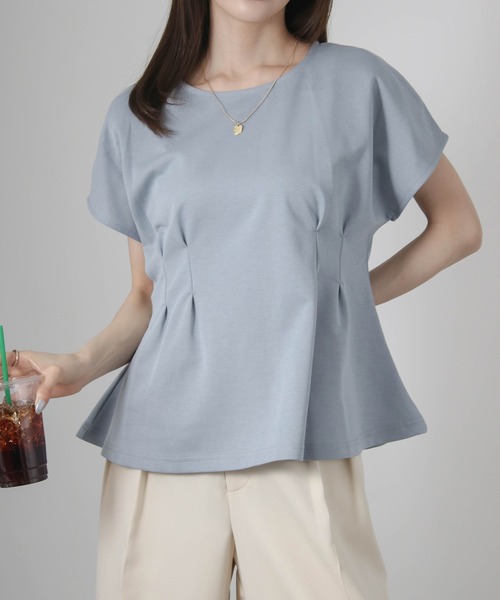 Social GIRL(ソーシャルガール)の「ウエストタックフレンチスリーブTシャツ(Tシャツ/カットソー・レディース・ブルー/ホワイト/ネイビー・M)」の9枚目の写真