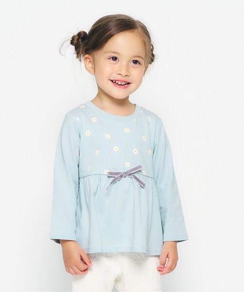 apres les cours（アプレレクール）の「ペプラムフレア長袖Tシャツ/7days Style（Tシャツ/カットソー・キッズ・ピンク/レッド/ブラック/アイボリー/ミント/その他2・80/90/100/110/120/130/140）」の4枚目の写真