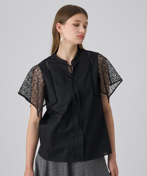 セール】ケミカルレーススリーブコンビ ブラウス（シャツ/ブラウス