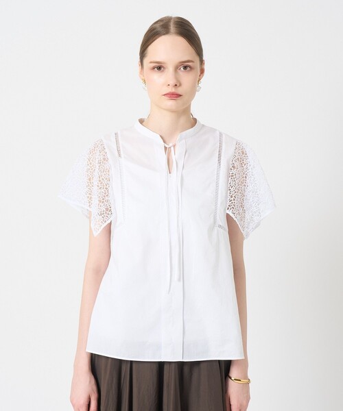 ケミカルレーススリーブコンビ ブラウス（シャツ/ブラウス）｜ANAYI