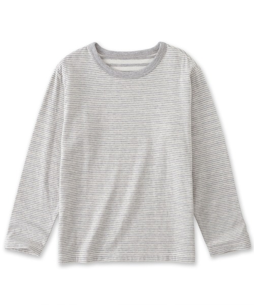 無印良品(ムジルシリョウヒン)の「キッズ 接結編みクルーネック長袖Tシャツ(Tシャツ/カットソー・キッズ・グレー系/ネイビー系/ベージュ系・110/120/130/140/150)」の1枚目の写真