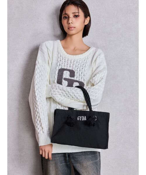 GYDA(ジェイダ)の「GYDAロープSトートBAG(トートバッグ・レディース・アイボリー/その他1/ブラック・FREE)」の6枚目の写真