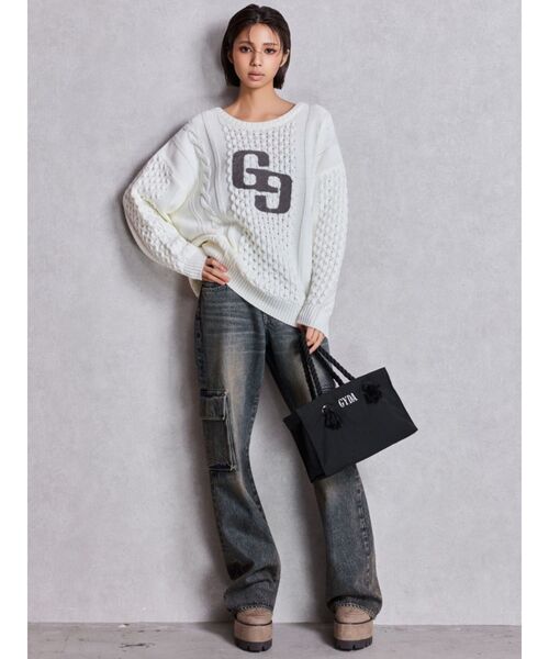 GYDA(ジェイダ)の「GYDAロープSトートBAG(トートバッグ・レディース・アイボリー/その他1/ブラック・FREE)」の5枚目の写真