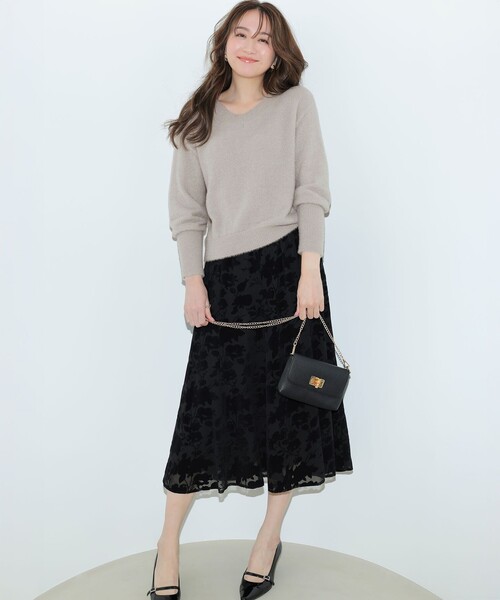 2SET】フェザー ニット × フロッキー スカート（セットアップ）｜ANY