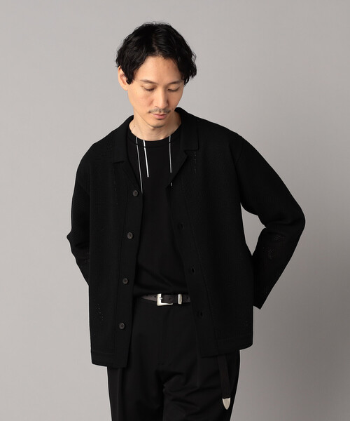 COMME CA MEN（コムサメン）の「メッシュ編み ニットシャツ（カーディガン/ボレロ・メンズ・ブラック/ブラウン・L/M）」の13枚目の写真