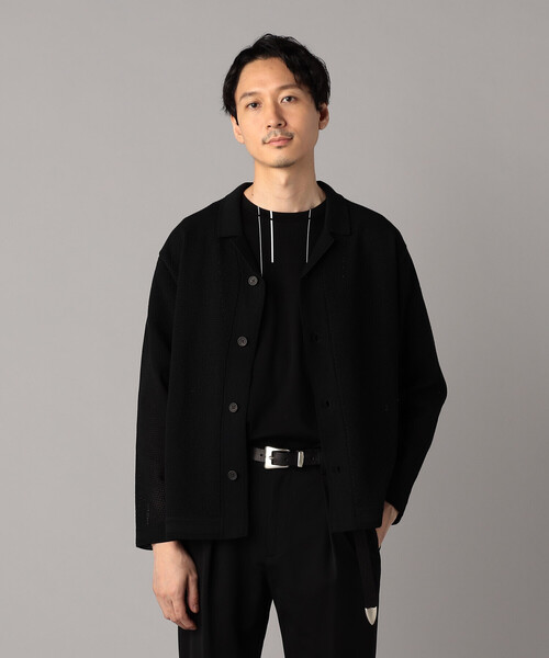 COMME CA MEN（コムサメン）の「メッシュ編み ニットシャツ（カーディガン/ボレロ・メンズ・ブラック/ブラウン・L/M）」の14枚目の写真