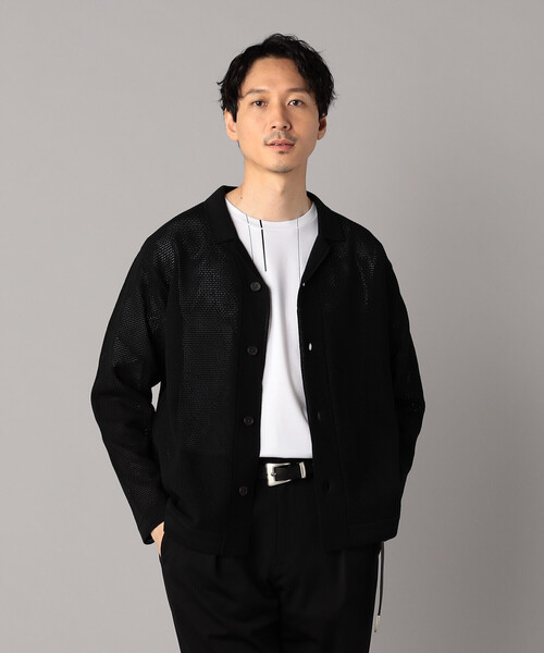 COMME CA MEN（コムサメン）の「メッシュ編み ニットシャツ（カーディガン/ボレロ・メンズ・ブラック/ブラウン・L/M）」の7枚目の写真