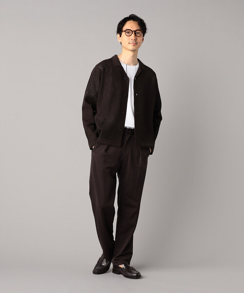 COMME CA MEN（コムサメン）の「メッシュ編み ニットシャツ（カーディガン/ボレロ・メンズ・ブラック/ブラウン・L/M）」の4枚目の写真