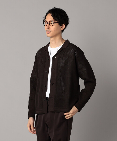 COMME CA MEN（コムサメン）の「メッシュ編み ニットシャツ（カーディガン/ボレロ・メンズ・ブラック/ブラウン・L/M）」の18枚目の写真