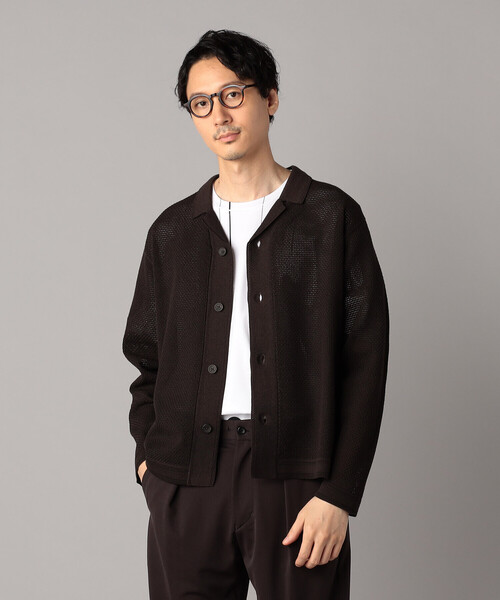 COMME CA MEN（コムサメン）の「メッシュ編み ニットシャツ（カーディガン/ボレロ・メンズ・ブラック/ブラウン・L/M）」の21枚目の写真