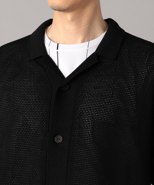 COMME CA MEN（コムサメン）の「メッシュ編み ニットシャツ（カーディガン/ボレロ・メンズ・ブラック/ブラウン・L/M）」の5枚目の写真