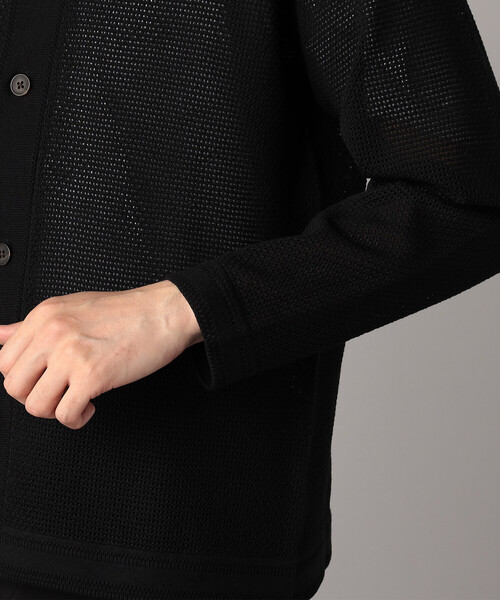 COMME CA MEN（コムサメン）の「メッシュ編み ニットシャツ（カーディガン/ボレロ・メンズ・ブラック/ブラウン・L/M）」の9枚目の写真