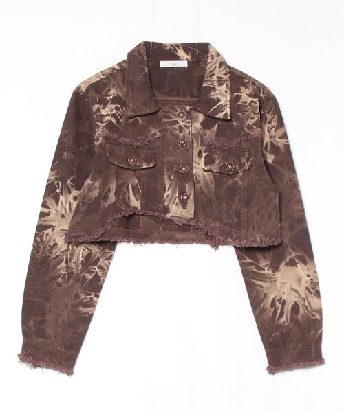 VACANCY（ヴァカンシー）の「ケミカル加工アシメショート丈デニムジャケット（デニムジャケット・レディース・ブラウン/グレー・FREE）」の22枚目の写真