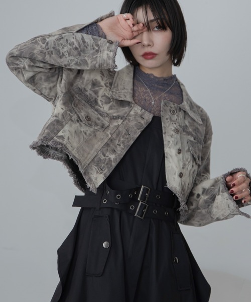 VACANCY（ヴァカンシー）の「ケミカル加工アシメショート丈デニムジャケット（デニムジャケット・レディース・ブラウン/グレー・FREE）」の19枚目の写真