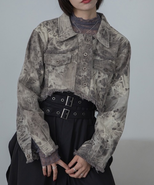 VACANCY（ヴァカンシー）の「ケミカル加工アシメショート丈デニムジャケット（デニムジャケット・レディース・ブラウン/グレー・FREE）」の18枚目の写真