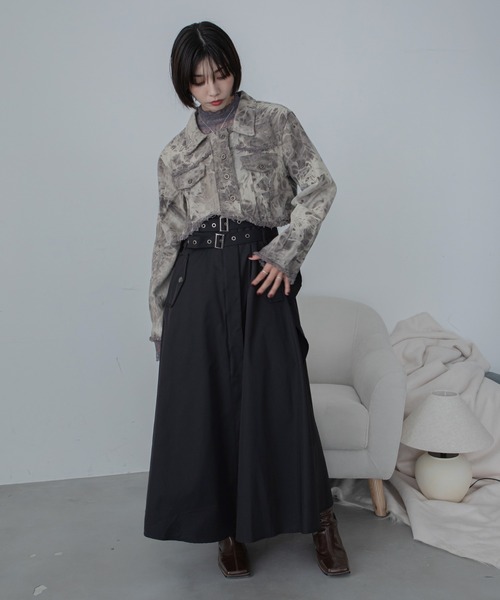 VACANCY（ヴァカンシー）の「ケミカル加工アシメショート丈デニムジャケット（デニムジャケット・レディース・ブラウン/グレー・FREE）」の14枚目の写真