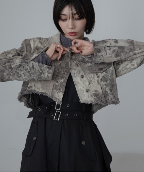 VACANCY（ヴァカンシー）の「ケミカル加工アシメショート丈デニムジャケット（デニムジャケット・レディース・ブラウン/グレー・FREE）」の12枚目の写真