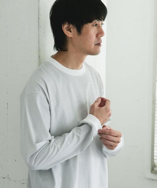 URBAN RESEARCH DOORS(アーバンリサーチドアーズ)の「クイックドライロングスリーブTシャツ(Tシャツ/カットソー・メンズ・ライトベージュ/ブラック系その他/ホワイト系その他・MEDIUM/LARGE)」の7枚目の写真